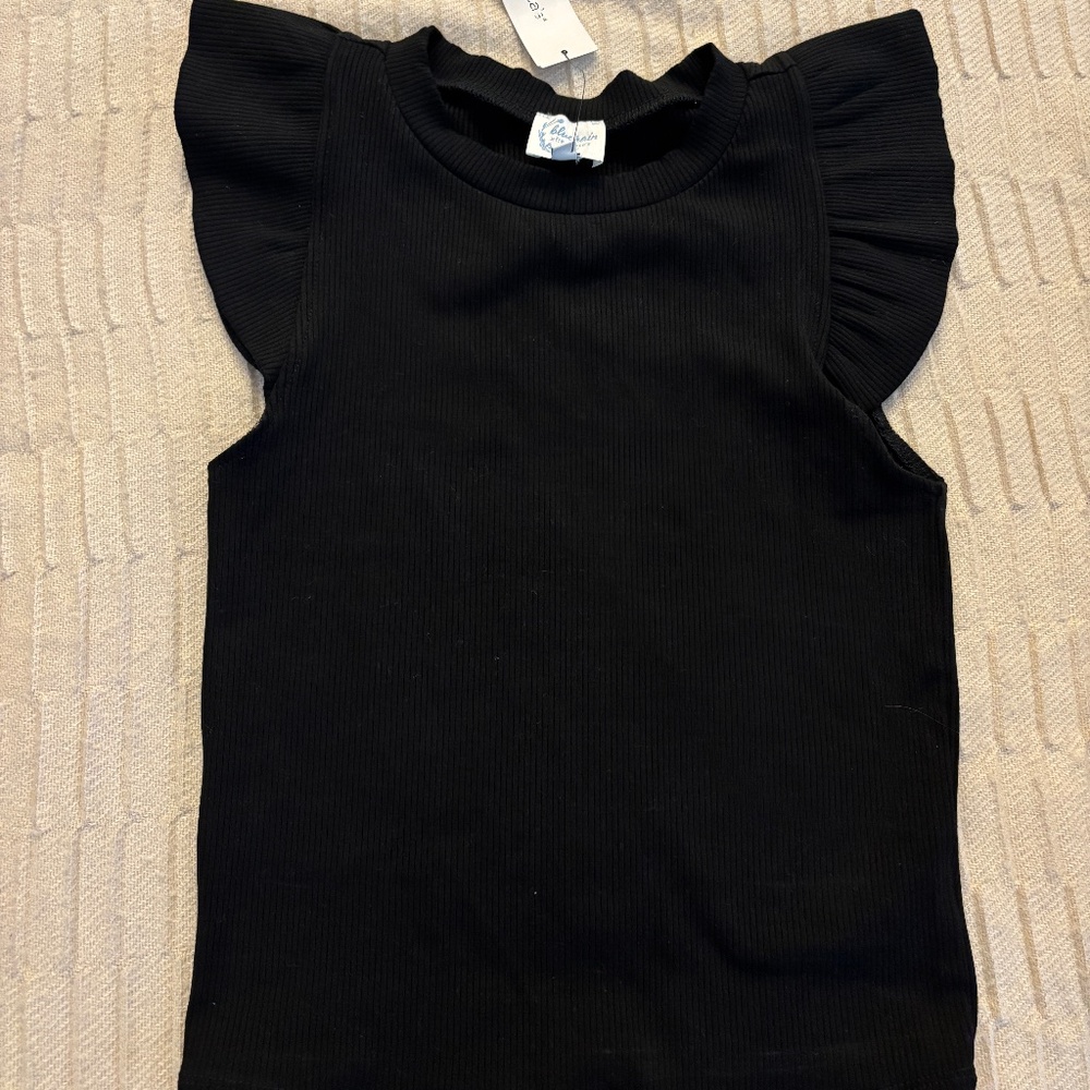 Black Francesca's Ruffle Sleeve Tank Top